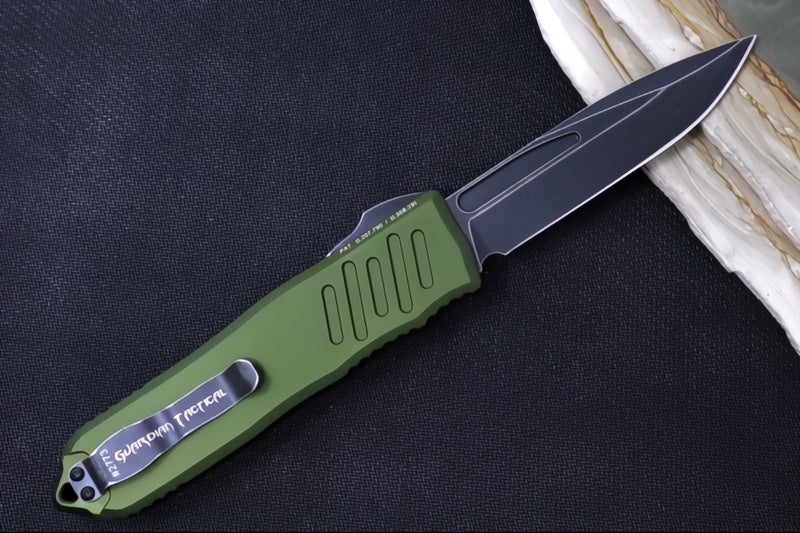 Guardian Tactical Recon 040 OTF - Dark Stonewashed Finish / Elmax Steel / OD Green Anodized Aluminum Handle 118611