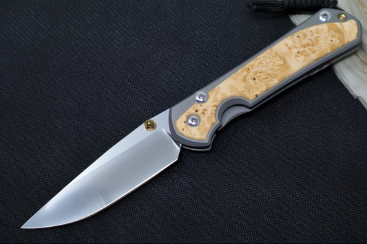Chris Reeve Large Sebenza 31 - Polished Drop Point Blade / Box Elder Inlay / CPM-Magnacut L31-1628 (A1)