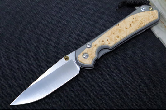 Chris Reeve Large Sebenza 31 - Polished Drop Point Blade / Box Elder Inlay / CPM-Magnacut L31-1628 (A4)