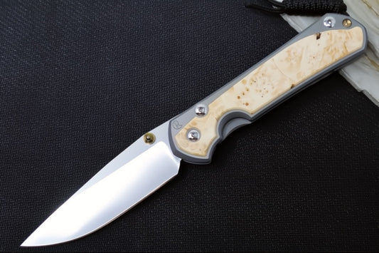 Chris Reeve Large Sebenza 31 - Polished Drop Point Blade / Box Elder Inlay / CPM-Magnacut L31-1628 (A3)