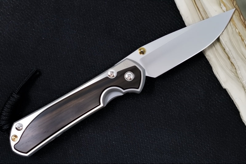 Chris Reeve Large Sebenza 31 LEFT HAND Polished - Drop Point Blade / Macassar Ebony Inlay / CPM-Magnacut (A1) L31-1637 - Northwest Knives