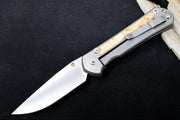 Chris Reeve Large Sebenza 31 LEFT HAND Polished - Polished Drop Point Blade / Box Elder Inlay / CPM-Magnacut L31-1629 (A1) - Northwest Knives