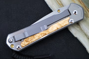 Chris Reeve Large Sebenza 31 LEFT HAND Polished - Polished Drop Point Blade / Box Elder Inlay / CPM-Magnacut L31-1629 (A1) - Northwest Knives
