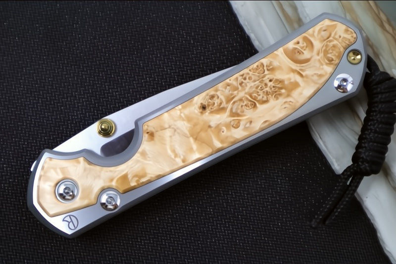 Chris Reeve Large Sebenza 31 LEFT HAND Polished - Polished Drop Point Blade / Box Elder Inlay / CPM-Magnacut L31-1629 (A1)