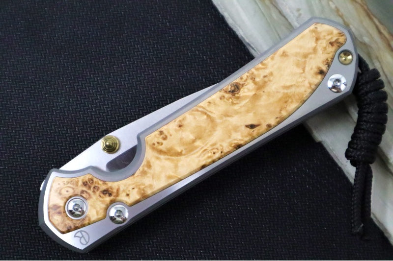 Chris Reeve Large Sebenza 31 LEFT HAND Polished - Polished Drop Point Blade / Box Elder Inlay / CPM-Magnacut L31-1629 (A2) - Northwest Knives