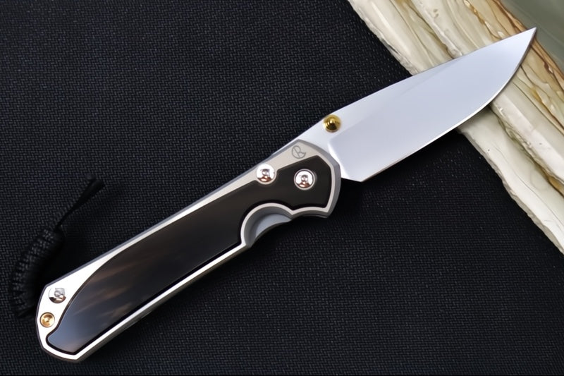 Chris Reeve Large Sebenza 31 LEFT HAND Polished - Drop Point Blade / Macassar Ebony Inlay / CPM-Magnacut (A2) L31-1637