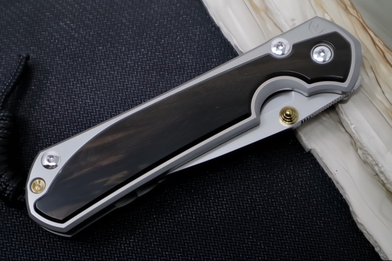 Chris Reeve Large Sebenza 31 LEFT HAND Polished - Drop Point Blade / Macassar Ebony Inlay / CPM-Magnacut (A2) L31-1637