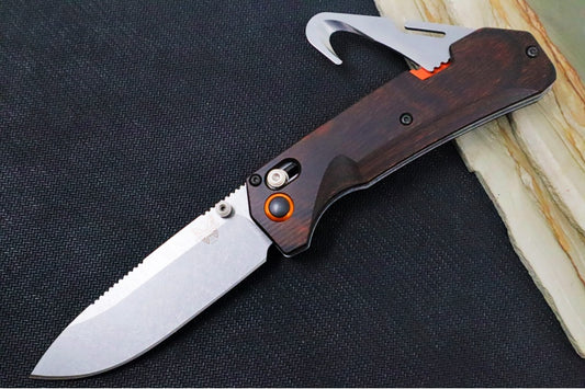 Benchmade 15062 Grizzly Creek - CPM-S30V / Stonewashed Finish / Stabilized Wood Handle & Orange Accents