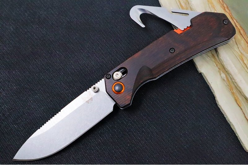 Benchmade 15062 Grizzly Creek - CPM-S30V / Stonewashed Finish / Stabilized Wood Handle & Orange Accents - Northwest Knives