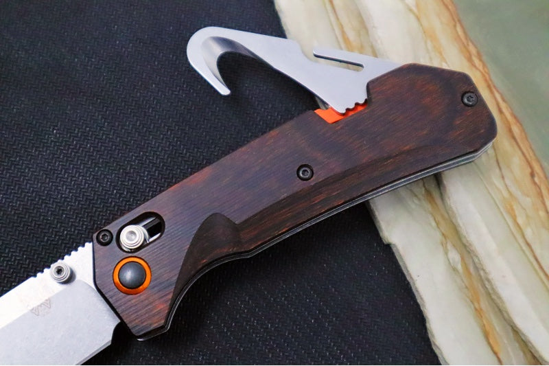 Benchmade 15062 Grizzly Creek - CPM-S30V / Stonewashed Finish / Stabilized Wood Handle & Orange Accents