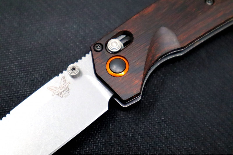 Benchmade 15062 Grizzly Creek - CPM-S30V / Stonewashed Finish / Stabilized Wood Handle & Orange Accents