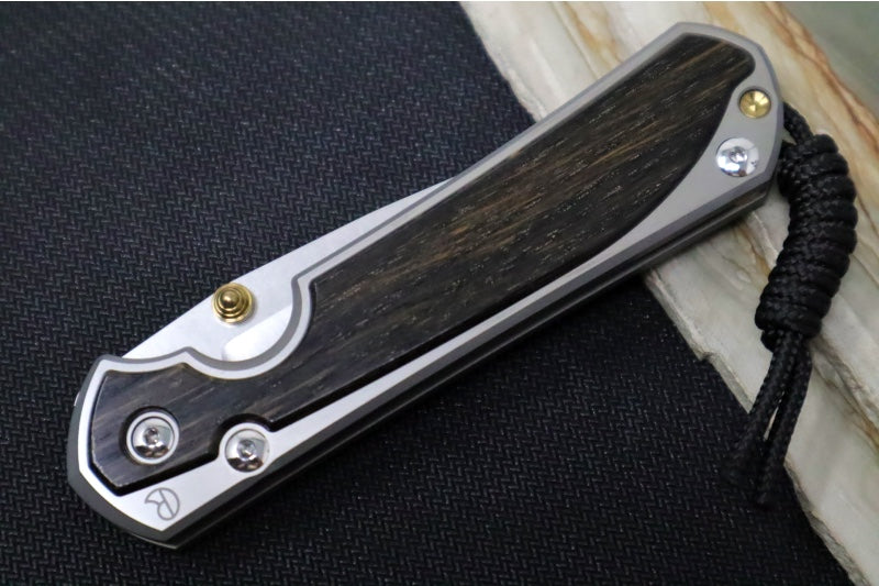 Chris Reeve Large Sebenza 31 LEFT HAND Polished - Drop Point Blade / Bog Oak Inlay / CPM-Magnacut Steel (A1) L31-1621