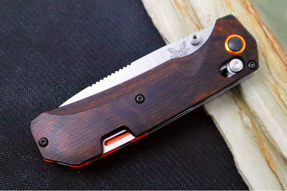 Benchmade 15062 Grizzly Creek - CPM-S30V / Stonewashed Finish / Stabilized Wood Handle & Orange Accents