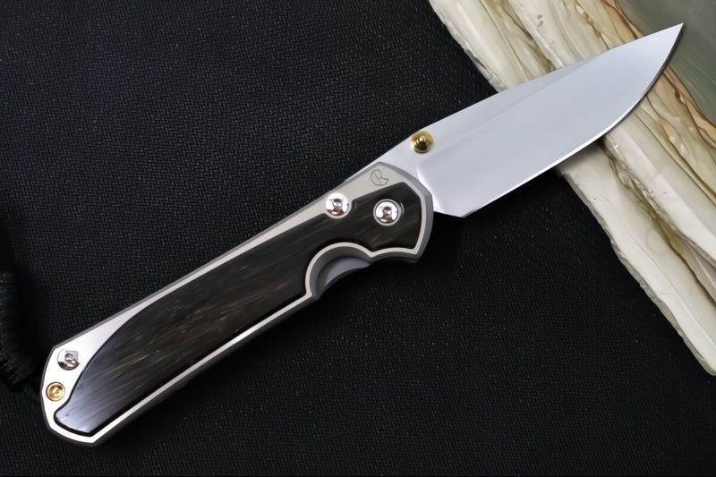 Chris Reeve Large Sebenza 31 LEFT HAND Polished - Drop Point Blade / Bog Oak Inlay / CPM-Magnacut Steel (A2) L31-1621