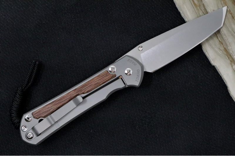 Chris Reeve Large Sebenza 31 Glass Blasted - Tanto Blade / CPM-Magnacut Steel / Natural Micarta Inlay L31-1234 - Northwest Knives