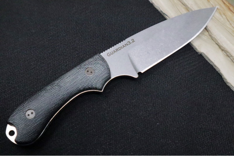 Bradford Knives Guardian 3.2S - 3D Black Micarta Handle / CPM-Magnacut Steel / Sabre Grind 3.2S-101-MC
