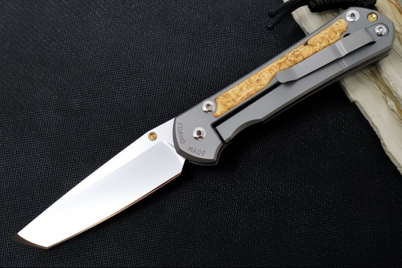 Chris Reeve Large Sebenza 31 LEFT HAND - Tanto Blade / Box Elder Inlay / CPM-Magnacut Steel (A1) L31-1133