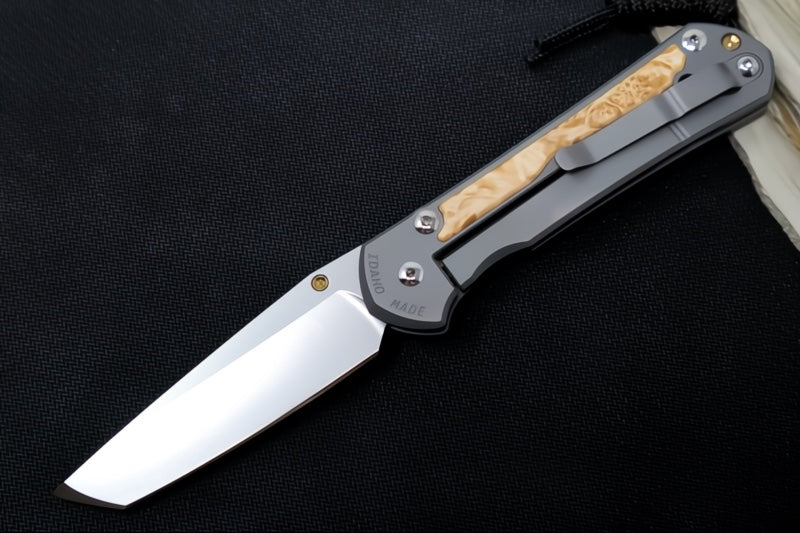 Chris Reeve Large Sebenza 31 LEFT HAND - Tanto Blade / Box Elder Inlay / CPM-Magnacut Steel (A2) L31-1133
