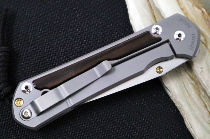 Chris Reeve Large Sebenza 31 Glass Blasted- Tanto Blade /  Macassar Ebony Inlay / CPM-Magnacut (A1) L31-1134