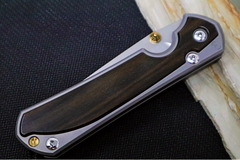 Chris Reeve Large Sebenza 31 Glass Blasted- Tanto Blade /  Macassar Ebony Inlay / CPM-Magnacut (A2) L31-1134 - Northwest Knives