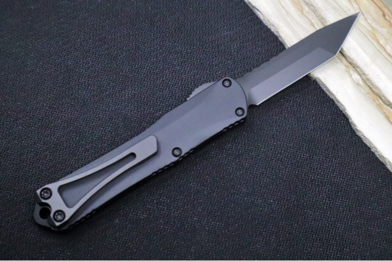 Heretic Knives Manticore S OTF - Black Anodized Aluminum Handle / Black DLC Finish / Tanto Blade H023-6A-T - Northwest Knives