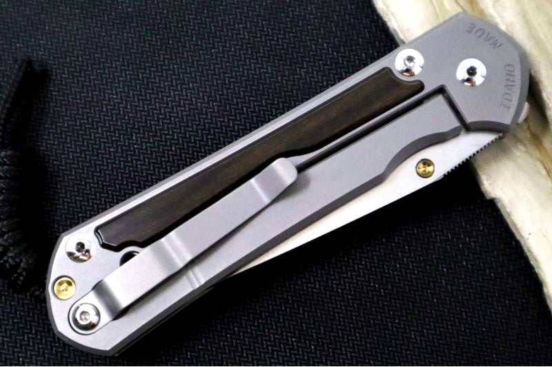 Chris Reeve Large Sebenza 31 Glass Blasted- Tanto Blade /  Macassar Ebony Inlay / CPM-Magnacut (A2) L31-1134