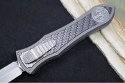 Hawk Knife Designs Deadlock Model C OTF - Stonewashed Titanium Handle & Black Carbon Fiber Insert / CPM-20CV / Dagger Blade / Tumbled Titanium Accents - Northwest Knives