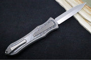 Hawk Knife Designs Deadlock Model C OTF - Stonewashed Titanium Handle & Black Carbon Fiber Insert / CPM-20CV / Dagger Blade / Tumbled Titanium Accents - Northwest Knives