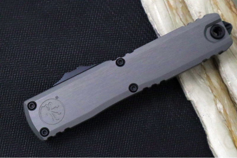 Microtech Ultratech ZBP (Zero Blade Play) OTF - Stonewash Finish / Dagger Blade / Natural Clear Anodized Aluminum Handle 1122-1NC