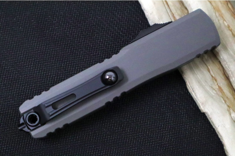 Microtech Ultratech ZBP (Zero Blade Play) OTF - Stonewash Finish / Dagger Blade / Natural Clear Anodized Aluminum Handle 1122-1NC