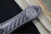Hawk Knife Designs Deadlock Model C OTF - Stonewashed Titanium Handle & Black Carbon Fiber Insert / CPM-20CV / Black DLC Dagger Blade / Black DLC Titanium Accents - Northwest Knives