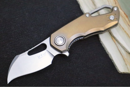 Maniago Knife Makers Isonzo - Stonewashed Hawkbill Blade / M390 Steel / Bronzed Titanium Handle MK-FX03M-1TBR