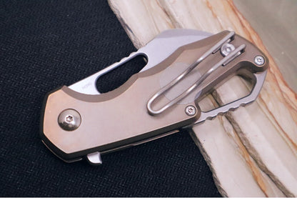 Maniago Knife Makers Isonzo - Stonewashed Hawkbill Blade / M390 Steel / Bronzed Titanium Handle MK-FX03M-1TBR
