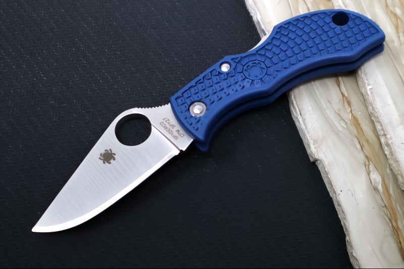 Spyderco ManBug- Cobalt Blue FRN Handle / Leaf Plain Edge Blade / CPM-SPY27 Steel MPCBL - Northwest Knives