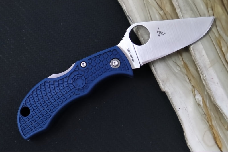 Spyderco ManBug- Cobalt Blue FRN Handle / Leaf Plain Edge Blade / CPM-SPY27 Steel MPCBL - Northwest Knives