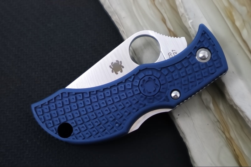 Spyderco ManBug- Cobalt Blue FRN Handle / Leaf Plain Edge Blade / CPM-SPY27 Steel MPCBL - Northwest Knives
