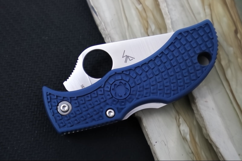 Spyderco ManBug- Cobalt Blue FRN Handle / Leaf Plain Edge Blade / CPM-SPY27 Steel MPCBL - Northwest Knives