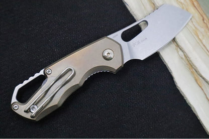 Maniago Knife Makers Isonzo - Stonewashed Cleaver Blade / M390 Steel / Bronzed Titanium Handle MK-FX03M-2TBR