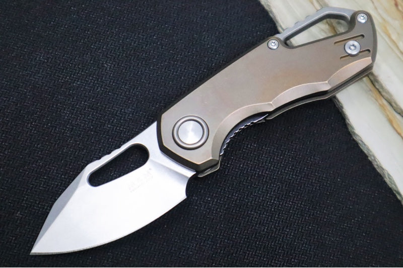 Maniago Knife Makers Isonzo - Stonewashed Clip Point Blade / M390 Steel / Bronzed Titanium Handle MK-FX03M-3TBR