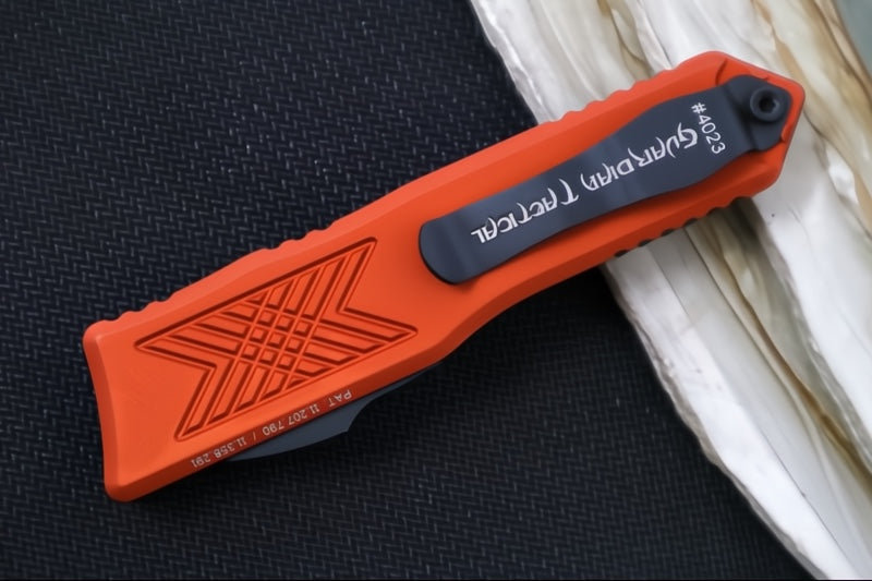 Guardian Tactical GTX-025 OTF - Black Tactical Finish / Elmax Steel / Drop Point Blade / Burnt Orange Anodized Aluminum Handle 12-4111