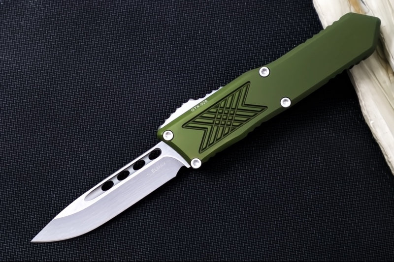 Guardian Tactical GTX-025 OTF - Stonewashed Finish / Elmax Steel / Drop Point Blade / OD Green Anodized Aluminum Handle 12-8511