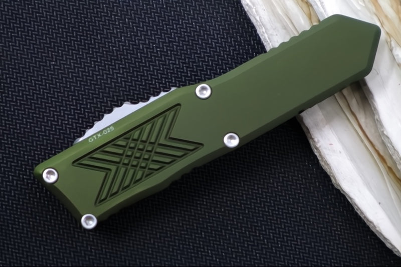 Guardian Tactical GTX-025 OTF - Stonewashed Finish / Elmax Steel / Drop Point Blade / OD Green Anodized Aluminum Handle 12-8511
