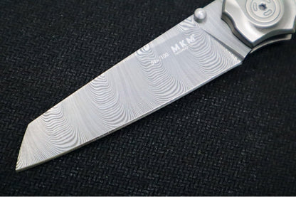 Maniago Knife Makers Miura Limited Edition - Sheepsfoot Blade / Damasteel / Bead Blasted Titanium Handle