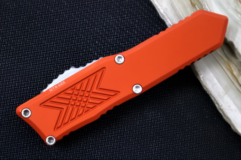 Guardian Tactical GTX-025 OTF - Stonewashed Finish / Elmax Steel / Drop Point Blade / Burnt Orange Anodized Aluminum Handle 12-4511