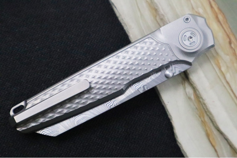 Maniago Knife Makers Miura Limited Edition - Sheepsfoot Blade / Damasteel / Bead Blasted Titanium Handle