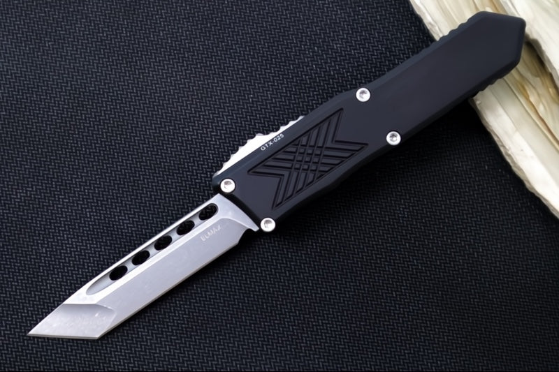 Guardian Tactical GTX-025 OTF - Stonewash Finish / Elmax Steel / Tanto Blade / Black Anodized Aluminum Handle 12-3521