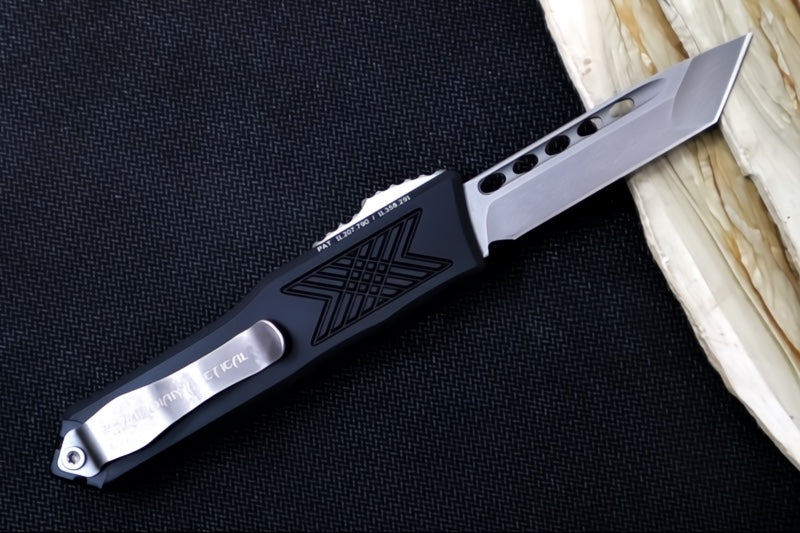 Guardian Tactical GTX-025 OTF - Stonewash Finish / Elmax Steel / Tanto Blade / Black Anodized Aluminum Handle 12-3521