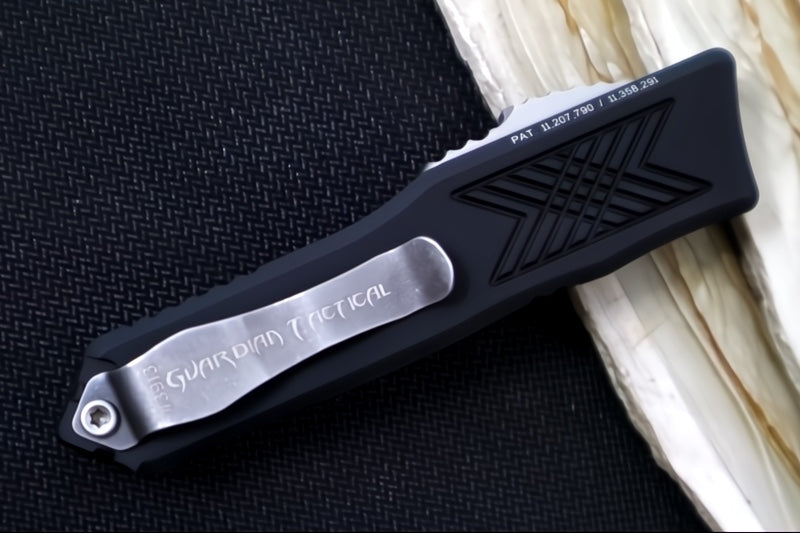 Guardian Tactical GTX-025 OTF - Stonewash Finish / Elmax Steel / Tanto Blade / Black Anodized Aluminum Handle 12-3521