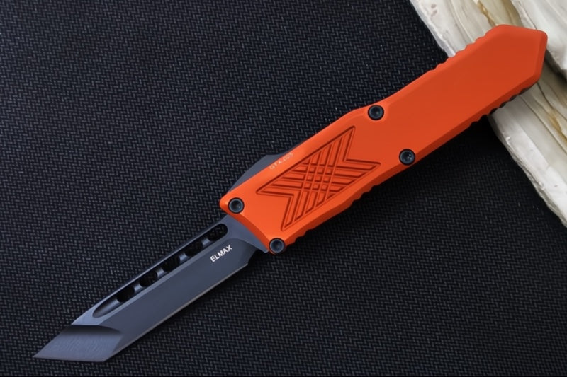 Guardian Tactical GTX-025 OTF - Black Tactical Finish / Elmax Steel / Tanto Blade / Burnt Orange Anodized Aluminum Handle 12-4121