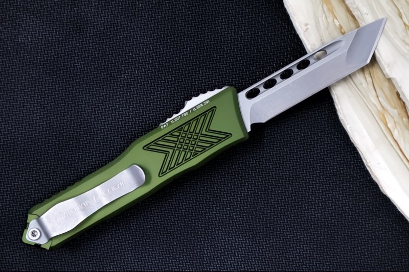 Guardian Tactical GTX-025 OTF - Stonewash Finish / Elmax Steel / Tanto Blade / OD Green Anodized Aluminum Handle 12-8521